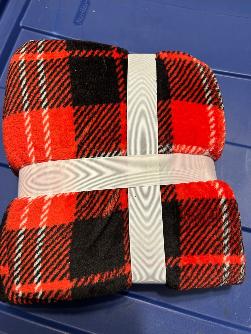 Red Plaid Blanket - Cozy Red and Black Throw 50 by 60 - Picture 3 of 3